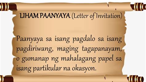 Mga Uri ng Liham (Different Types of Letters) .